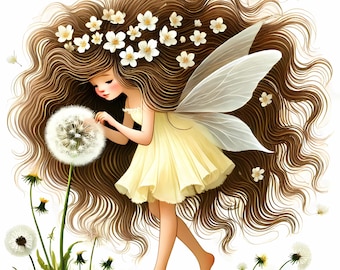 Whimsical spring girls Clipart 10 High Res Watercolor JPGs for Junk Journals Scrapbooking Card Making Digital Download Fantasy quirky girl