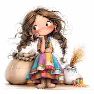 Fille de la campagne décalée 10 images haute résolution JPG aquarelles, journalisation indésirable Scrapbooking carterie en téléchargement numérique Kit ferme rustique fantastique