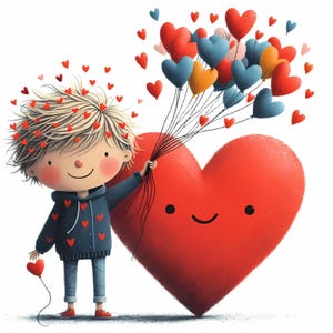 Ballon de la Saint-Valentin amour Clipart 10 JPG aquarelle haute résolution pour journaux indésirables Scrapbooking carte téléchargement numérique Fantasy love clipart