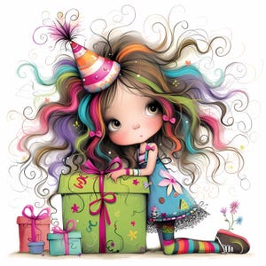 Cadeau d'anniversaire original 10 cliparts haute résolution JPG aquarelle pour journaux indésirables Scrapbooking fabrication de cartes en téléchargement numérique Fantasy gâteau d'anniversaire