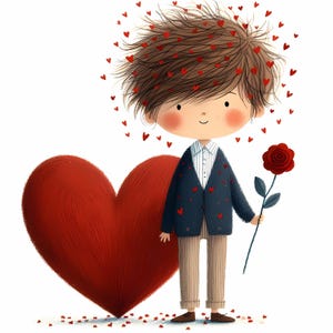 Garçon original de la Saint-Valentin Clipart 10 JPG aquarelle haute résolution pour journaux indésirables Scrapbooking carte téléchargement numérique Fantasy love clipart