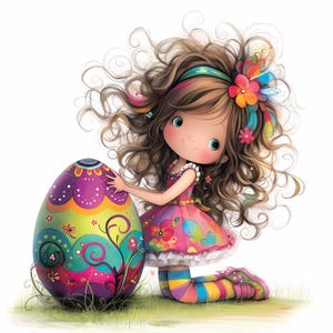 Clipart de huevo de Pascua caprichoso 10 JPG de acuarela de alta resolución para diarios basura Scrapbooking Fabricación de tarjetas Descarga digital Acuarela de primavera