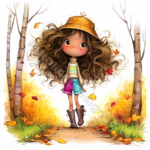 Mode Herbst Mädchen Clip Art 10 hochauflösende Aquarell JPGs Junk Journaling Scrapbooking Kartenherstellung Digitaler Download Kit Fantasy wunderlich