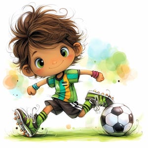 Football original Clip Art 10 haute résolution aquarelle JPG indésirable journalisation, scrapbooking, fabrication de cartes en téléchargement numérique Kit Fantasy clipart mer