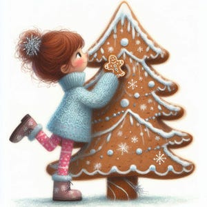 Mädchen mit Lebkuchen Clipart 10 hochauflösende Aquarell JPG für Junk Journals Scrapbooking Kartenherstellung Digital Download Winter Aquarell