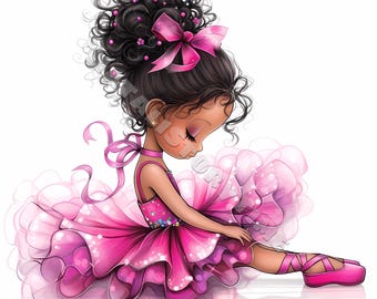 Cute pink ballerina Clip Art 10 High Res Watercolor JPGs Junk Journaling, Scrapbooking, Card Making, Digital Download Kit, ballet girl