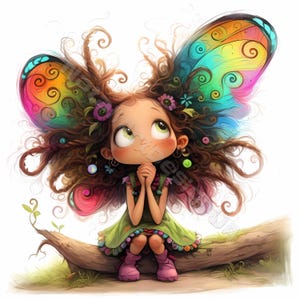 Fée originale de l'été Clip Art 10 haute résolution aquarelle JPG indésirable journalisation, scrapbooking fabrication de cartes Kit de téléchargement numérique Conte de fées fantastique