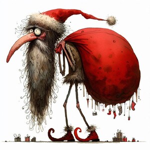 Grumpy Santa Clipart 10 High Res Watercolor Jpgs for Junk Journals ...
