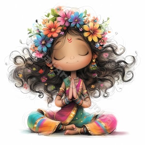 Fille indienne originale Clip Art 10 haute résolution aquarelle JPG indésirable journalisation, scrapbooking, fabrication de cartes Kit de téléchargement numérique mode fantastique