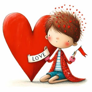 Valentine heart boy Clipart 10 High Res Watercolor JPGs for Junk Journals Scrapbooking Card Digital Download Fantasy love clipart