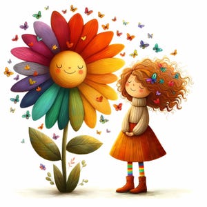 Grandi fiori divertenti 10 JPG ad alta risoluzione ad acquerello per diari spazzatura, scrapbooking, creazione di biglietti, download digitale, ragazza stravagante e fantasy, ragazza stravagante