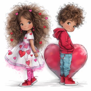 Wunderliche valentine paar Clipart 10 hochauflösende JPGs in Aquarell Farben für Junk Journals Scrapbooking Karte digitaler Download Fantasy Liebe Clipart