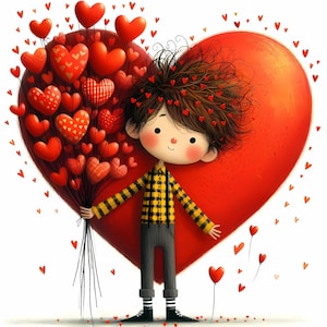Wunderliche valentine Junge Clipart 10 hochauflösende JPGs in Wasserfarbe für Junk Journals Scrapbooking Karte digitaler Download Fantasie Liebe Clipart