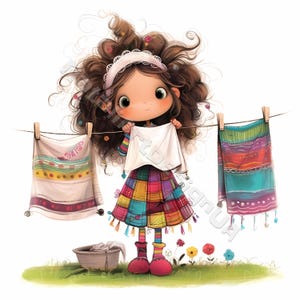 10 images JPG aquarelles haute résolution pour fille, jour de lavage insolite, pour la journalisation indésirable, le scrapbooking, la fabrication de cartes, le kit de téléchargement numérique, la fantaisie