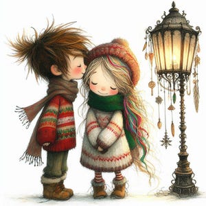 L'hiver amoureux des cliparts 10 images JPG aquarelle haute résolution pour des journaux indésirables Scrapbooking Carterie en téléchargement numérique Couple fantastique amoureux confortable