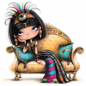 Fille égyptienne originale Clip Art 10 JPG aquarelles haute résolution, journal indésirable, scrapbooking, fabrication de cartes Kit de téléchargement numérique Fantasy Egypte