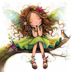 Fée de la nature originale Clip Art 10 haute résolution aquarelle JPG indésirable journalisation, scrapbooking fabrication de cartes Kit de téléchargement numérique Conte de fées fantastique