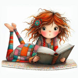Amoureux des livres originaux 10 cliparts haute résolution JPG aquarelles pour journaux indésirables Scrapbooking Carterie en téléchargement numérique Fantasy girl
