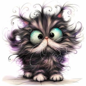 Zerfetzte Katze Clip art 10 hochauflösende Aquarell JPGs für Junk Journals Scrapbooking Kartenherstellung Digitaler Download Fantasy wunderliche Tiere