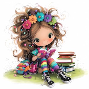 Rat de bibliothèque original Clipart 10 haute résolution aquarelle JPG pour journaux indésirables Scrapbooking fabrication de cartes en téléchargement numérique Fantasy école Amoureux des livres