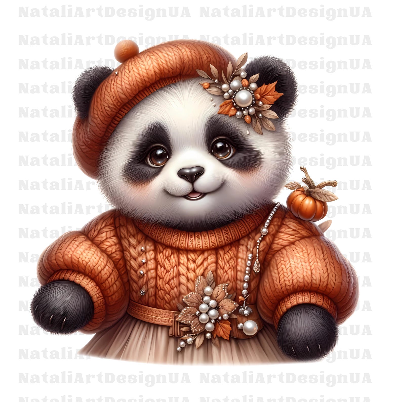 Panda Clipart, Portrait Panda Png, Panda Sublimation Design, Fall ...
