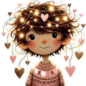Portrait de garçon original Saint-Valentin Clipart 10 JPG aquarelle haute résolution pour journaux indésirables Scrapbooking carte téléchargement numérique Fantasy love clipart