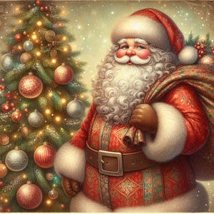 Vintage Santa Clipart 10 JPGs aquarela de alta resolução para diários de lixo Scrapbooking Cartão Fazendo Kit de download digital Fantasia Caprichosa Santa