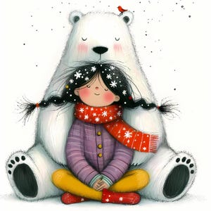Ours polaire fantaisiste Clipart 10 fichiers JPG aquarelle haute résolution pour journaux indésirables Scrapbooking fabrication de cartes aquarelle d'hiver fille de Noël originale