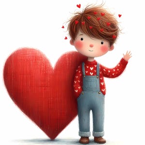 Saint-Valentin coeur garçon Clipart 10 JPG aquarelle haute résolution pour journaux indésirables Scrapbooking carte téléchargement numérique Fantasy love clipart