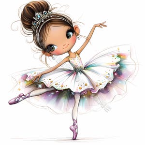 Schattige ballerina meisje Clip Art 10 high-res aquarel JPGs Junk Journaling, scrapbooking, kaarten maken, digitale downloadkit, coole danseres