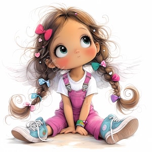 Fille ange rose Clip Art 10 haute résolution aquarelle JPG indésirable journalisation, scrapbooking, fabrication de cartes en téléchargement numérique Fantasy clipart fantaisiste
