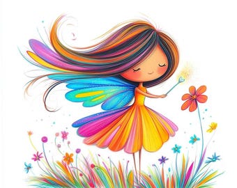 Whimsical little fairy Clip Art 13 High Res Watercolor JPGs for Junk Journals Scrapbooking Card Making Digital Download Fantasy Whimsical
