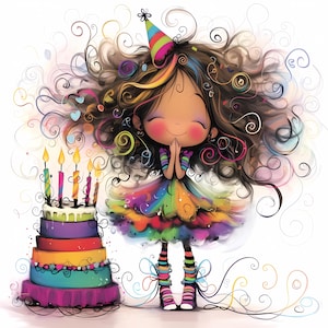 Skurrile Geburtstag Clipart 10 hochauflösende JPGs in Aquarell Farben für Junk Journals Scrapbooking Kartenherstellung Digital Download