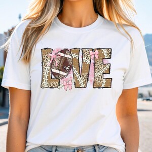 Football Coquette Bow Shirt, Game Day T-shirt, Cute Football Tee, Football Mom, Football Girlfriend Shirt, Coquette Shirt, Love Football