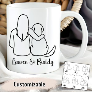 Custom Dog Lover Mug with Name, Personalized Pet Owner Gift, Dog and Girl Coffee Cup, Dog Mom Mug, Pet Memorial Keepsake, Cute Dog Mug