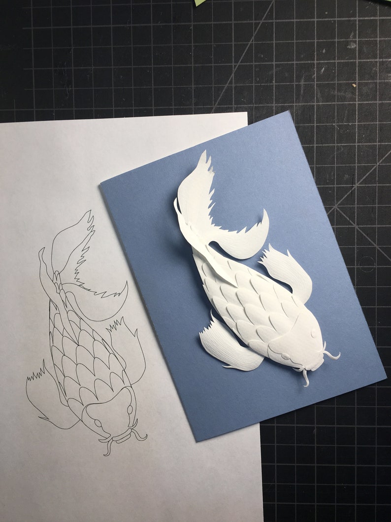 Koi Fish Paper Sculpture Kit PDF Instant Download Create Etsy UK