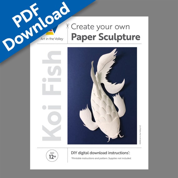 Koi Fish Paper Sculpture Kit PDF Instant Download Create Your Own