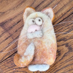 Orange Cat Felted Brooch