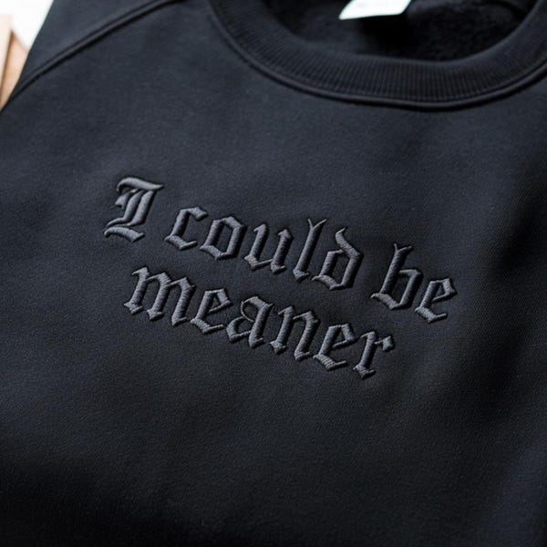 Besticktes „Ich könnte gemeiner sein“-Sweatshirt, sarkastisches Shirt, freches T-Shirt, selbstbewusstes Statement-Shirt