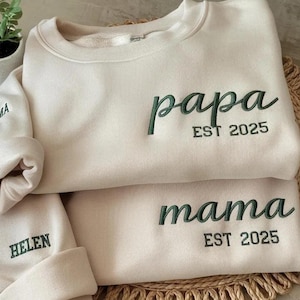 Embroidered Personalized Parent Sweatshirt/Hoodie: Custom Matching Mom & Dad Gift