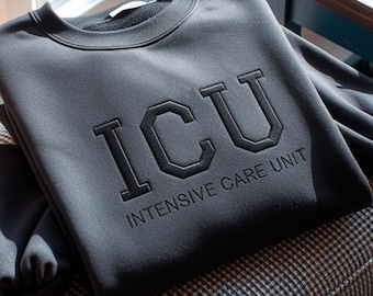 Embroidered ICU Nurse Crewneck Sweatshirt, Critical Care Apparel