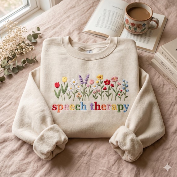 Embroidered Speech Therapy Sweatshirt, Gift for SLP Speech Language Pathologist, Minimal Speechie Crewneck