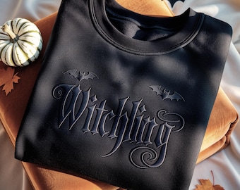 Witchling Embroidered Sweatshirt, Bookish Shirt, Bat Style, Reader Gift