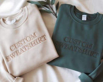 Embroidered Custom Text Sweatshirt: Vintage College Letter Style