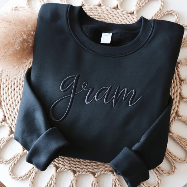 Embroidered Grams Sweatshirt, Retro Grandma Gift