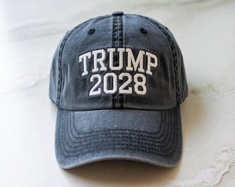 Embroidered Trump 2028 Hat – Embroidered Red MAGA Cap, Embroidered Hat, Washed Hat, Baseball Hat, Baseball Cap