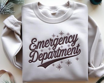 Halloween Emergency Department Embroidered Sweatshirt, ER Nurse Gift