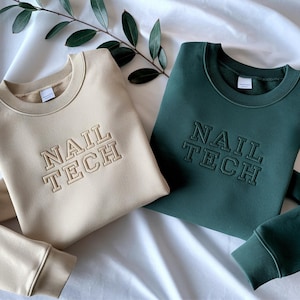 Embroidered Nail Tech Sweatshirt, Cosmetology Gift