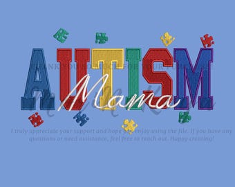 Broderidesign för autismmedvetenhet, autismmedvetenhetsmånad, DST-broderifil, maskinbroderidesigner, present till henne, gåva för sped lärare