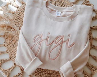 Embroidered Gigi Sweatshirt: Grandma Gift, Mother's Day